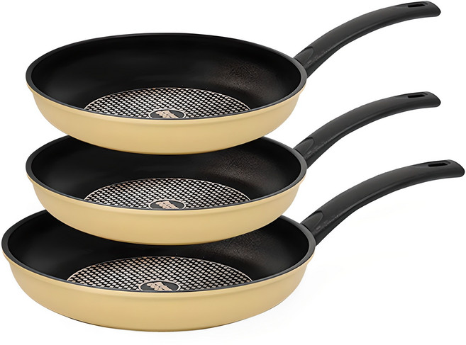 인터쿡 다이아 후라이팬 세트 3개, 옐로우, 후라이팬 28cm + 후라이팬 24cm 2p, 1세트