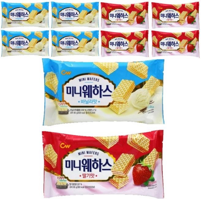 청우식품 미니웨하스딸기 +바닐라, 5세트, 160g