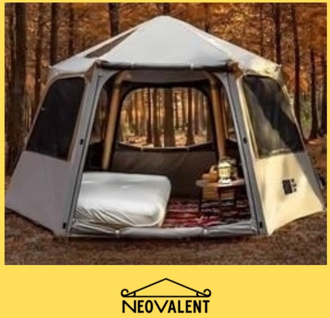 Neovalent 육각 에어텐트 4인용 원터치 돔형텐트, 티타늄 블랙 2194