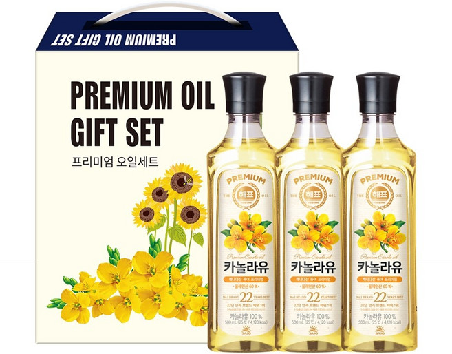 해표 카놀라유 500ml x 3p 식용유선물세트 오일세트 추석선물세트 명절선물세트, 1.5L, 1세트