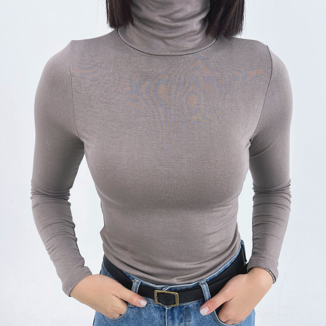 국산 8 컬러 레이어드 폴라티 모달 이너 티셔츠 빅사이즈 목티