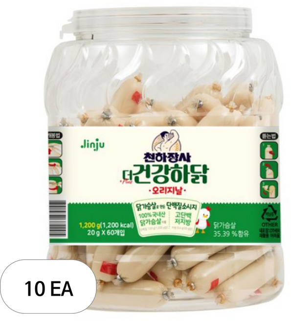 천하장사 더 건강하닭 소시지, 1.2kg, 10개