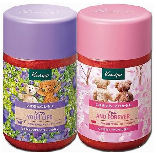 일본직배송 입욕제 한정 페어 세트크나이프 바스솔트 제비꽃 향기 850g+벚꽃향기 850g