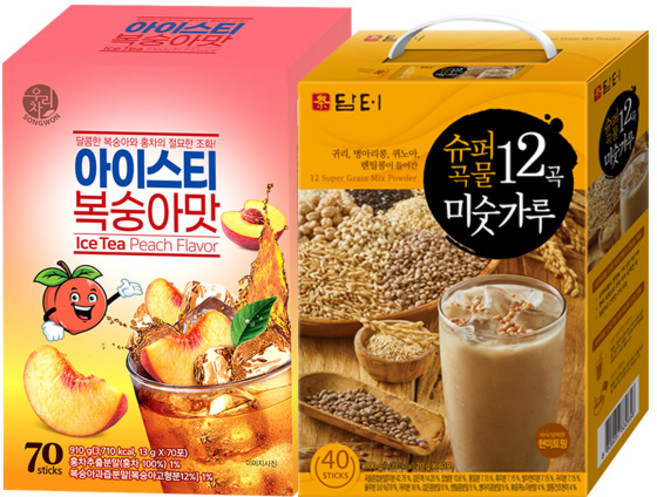 송원 아이스티 복숭아 70T +담터 12곡 미숫가루 40T, 1개