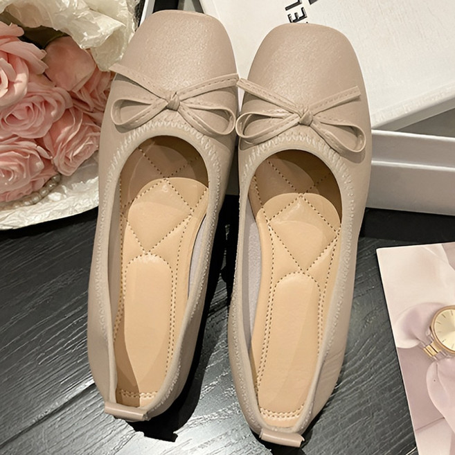라뷰드 여성 소프트 리본 플랫 슈즈 여자 단화 발편한 봄 가을 사계절 구두 쿠션 깔창 가죽 신발 미끄럼 방지 정사이즈 로퍼 1cm