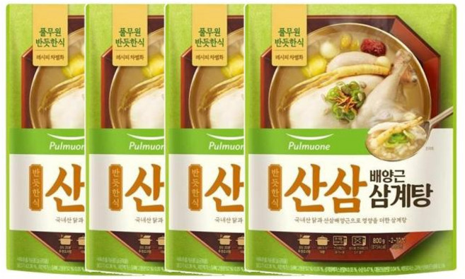 풀무원식품 반듯한식산삼 배양근 삼계탕 실온 4개 800g, 1개