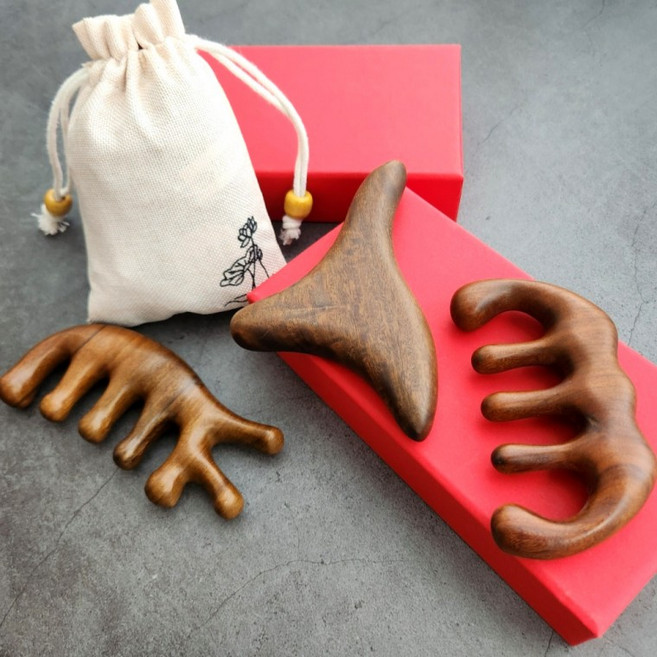 백단향 우드 괄사마사지기 3종세트 두피 바디 지압, 우드괄사 3종세트, 1개, 상세페이지 참조