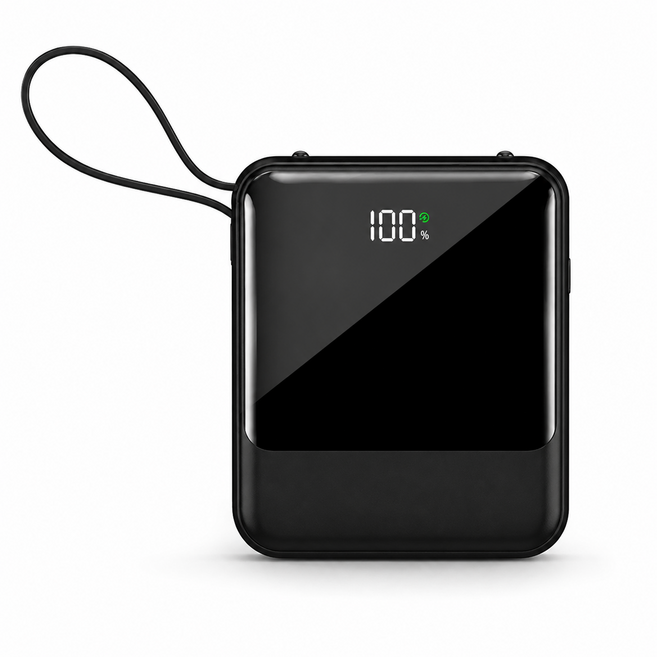 AWVS 20W 20000 PRO 行動電源 自帶線 馬卡龍色 迷你便攜 電力顯示, 快充版黑, 黑, 快充版黑