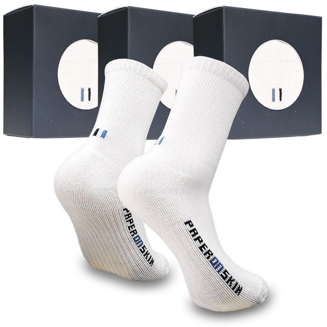 쿠션 논슬립 통기성 종이섬유 중목 스포츠 양말 - 골프 러닝 헬스 빅사이즈용 프레쉬핏, 남성중목(255-275), 3켤레