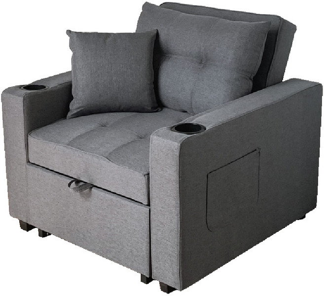 JUSTBUY 法魯姆可調式沙發床, 透氣亞麻布灰色