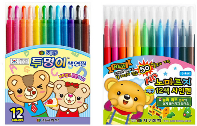 노마르지싸인펜12색 +투명이색연필 12색 신학기 준비물, 1세트, 12색