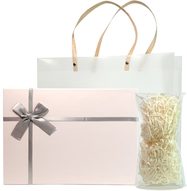 제로리빙 선물 포장 박스 + 쇼핑백, 1개, 핑크