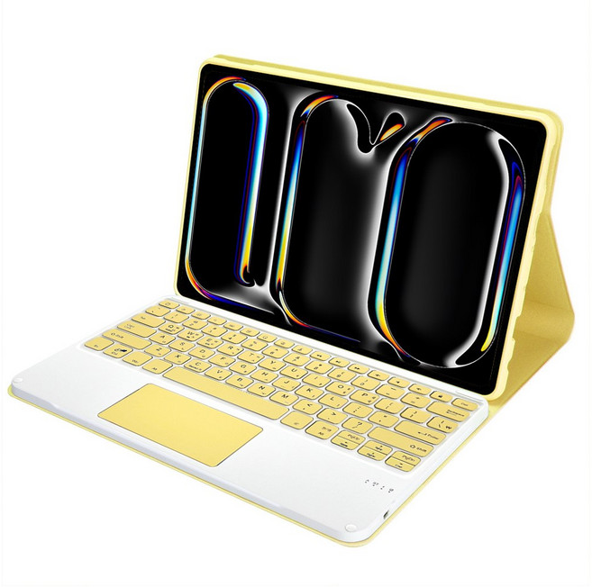 UB 아이패드 호환 터치 트랙패드 키보드 케이스 전기종 펜슬수납, 옐로우, 1개