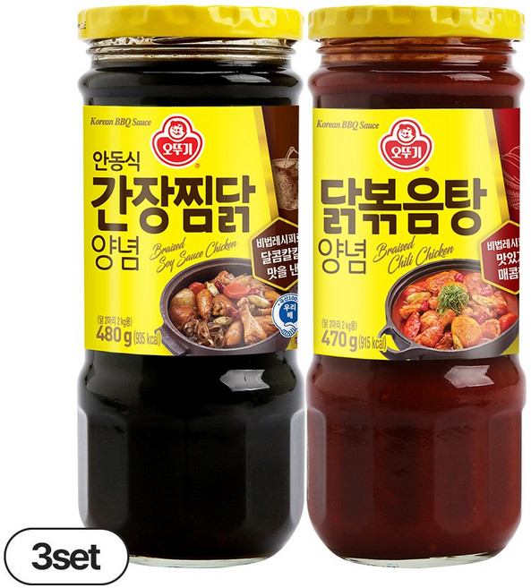 오뚜기 닭볶음탕양념 470g+간장찜닭양념 480g, 3세트, 950g