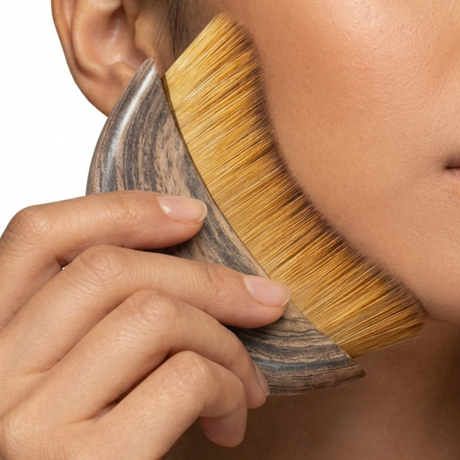 루미코나 홈케어 멀티 핏 얼굴 부기 리프팅 괄사 브러쉬, 브라운, 1개