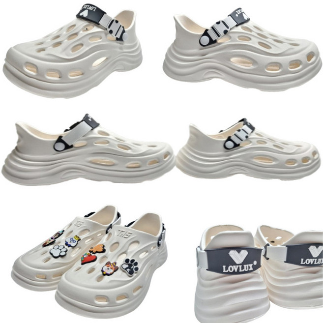 여름 운동화 LOVLUX 크로크 발편한 시원한 EVA 샌들 운동화 아쿠아 슈즈 미끄럼 방지 키높이 5CM쿠션 데일리 신발 & 썸머 비치슈즈 슬리퍼 발볼 넓음