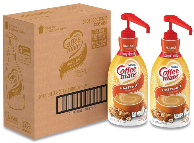 Nestle 네슬레 커피 메이트 헤이즐넛 크리머 50.7oz 1.5L 2팩, 2개, 1개입