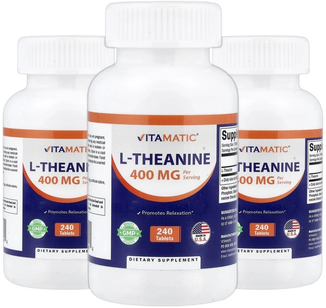 비타매틱 L 테아닌 엘테아닌 240정(1정당 200mg) 2+1, 3개, 240회분 - 쿠팡