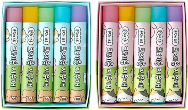 조선문방구 순덕이크루 크레용 지우개 5p, 2색 중 랜덤, 30세트