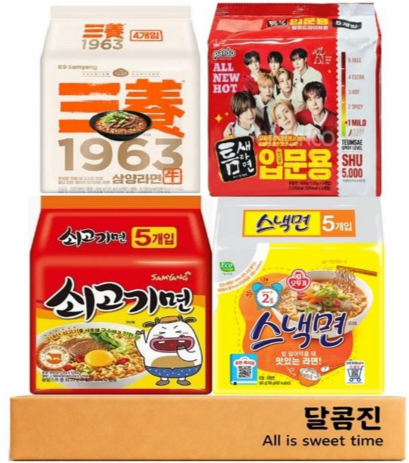 [달콤진] 삼양1963라면 4p + 틈새라면입문용 5p + 쇠고기면 5p + 스낵면 5p, 1세트