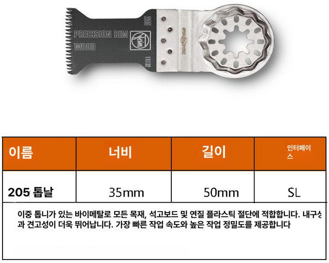전동 멀티툴 톱날 목재, 목재석고플라스틱L, 1개