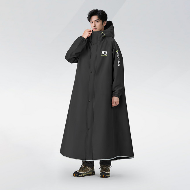 YANGTA 커플 패션 골프 레인코트 등산용 우비 남녀공용 비옷, 1개, 블랙