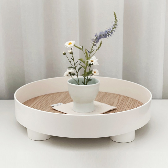 데미 원형 트레이 홈데코 멀티 쟁반, 그레이, 1개