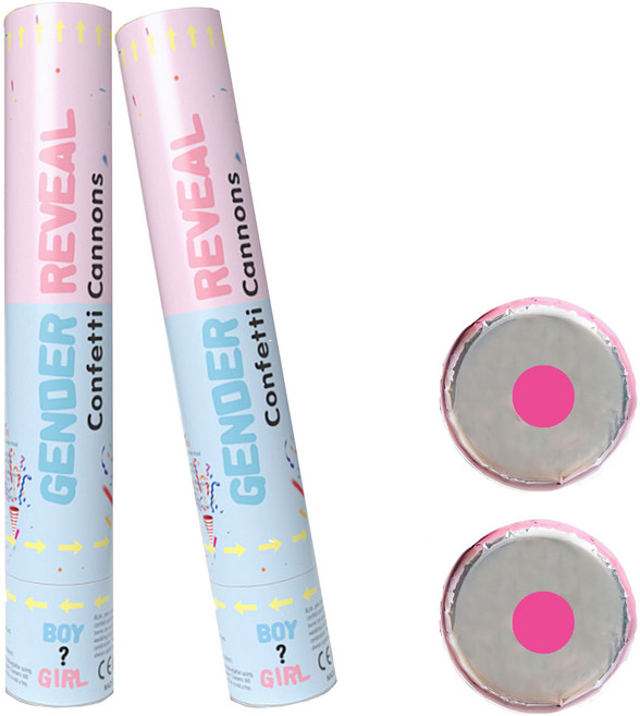 파티서펄즈 젠더리빌 성별 공개 컨페티 폭죽, 2개, 핑크