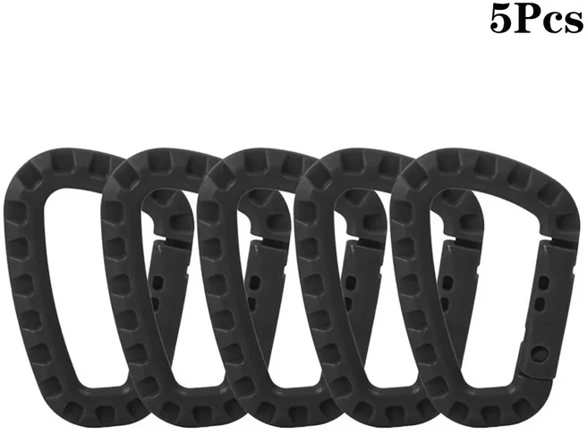 프린 5/10/15Pcs 플라스틱 Carabiner 클립 야외 캠핑 하이킹 ToolsKe ain D 모양 하드 스프링 스냅 기어, 5Pcs