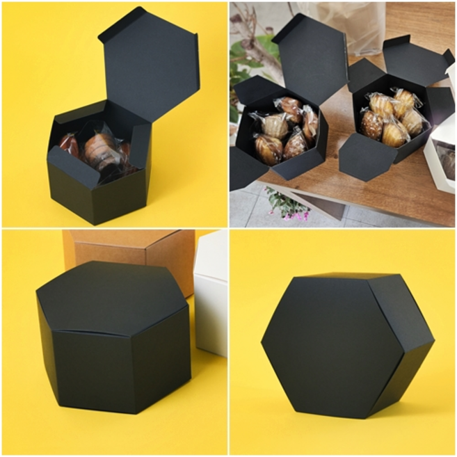 [메이크팩 구움과자 육각상자 블랙 크라프트, 100개