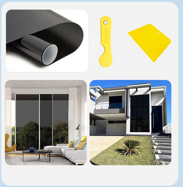 Aram 자외선차단 사생활보호 베란다 창문시트지 단열필름 썬팅지 5m, 블랙