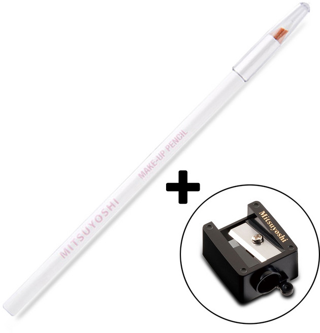 미쯔요시 정품 프로페셔널 메이크업 아이라이너 펜슬+ 샤프너 세트, 화이트+샤프너, 1개
