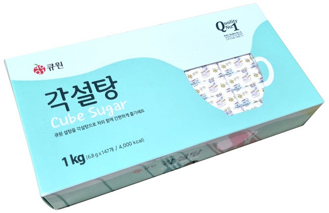 큐원 각설탕 1kg 하얀 설탕 안심 배송 박스 포장, 1개