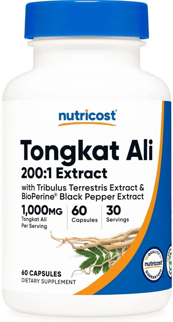 뉴트리코스트 통캇알리 Tongkat Ali 1000mg 60캡슐 트리뷸러스 바이오페린, 1개, 60정 - 쿠팡