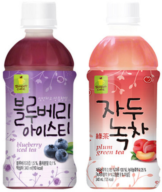 웰그린 블루베리아이스티10개+자두녹차10개 340ml 20개, 1세트