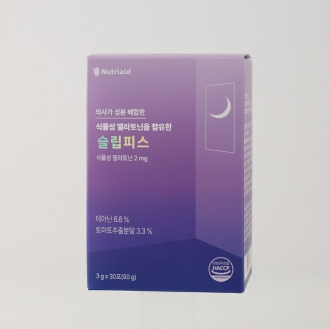 뉴트리에이드 식물성 멜라토닌 함유 슬립피스 1박스(30포) 2mg 3gx30포 수면케어 가바 감태 테아닌, 5박스, 90g