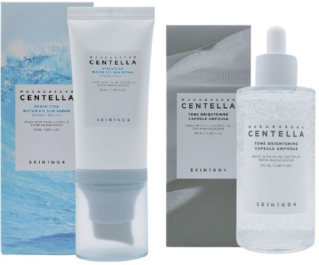 스킨1004 마다가스카르 센텔라 히알루 시카 워터핏 선 세럼 50ml +센텔라 톤 브라이트닝 캡슐 앰플 100ml 세트, 1개