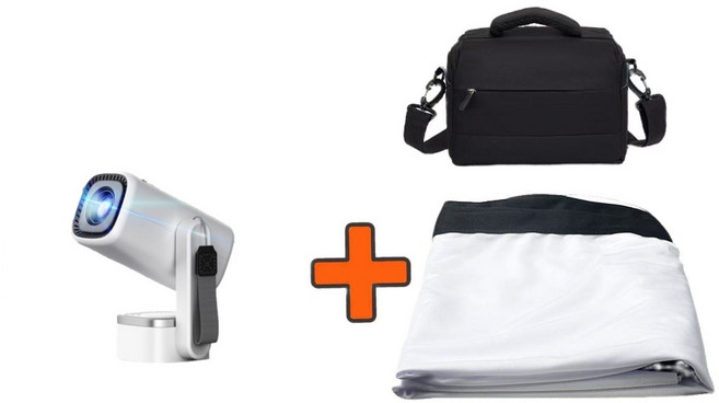 LED SOURCE 投影機 4K高畫質 內建系統 附84吋布幕與收納包, 超清投影機【投影機+84吋布幕+收納包】