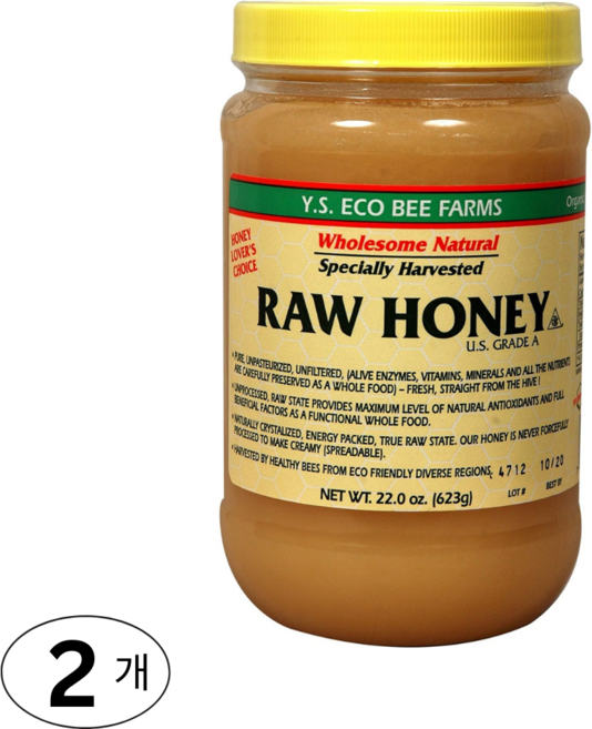YS Eco Bee Farms 에코비팜스 로우 허니 꿀 623g 2팩, 2개