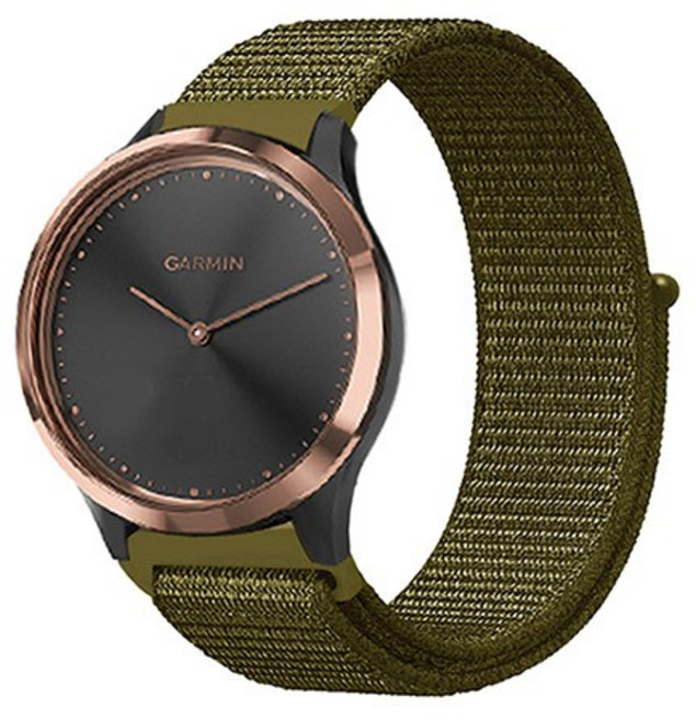 Garmin 錶帶 22mm 尼龍織紋/磁吸式/矽膠/不鏽鋼鍊帶, 尼龍織紋-綠, 1個