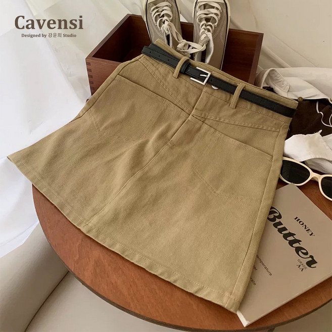 Cavensi 素色A字短裙