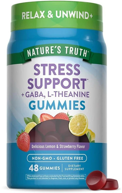 Nature's Truth Stress Away 젤리 48정 가바 및 L 테아닌 포함 논 GMO 글루텐 프리 스트레스 완화 보충제 레몬 딸기 맛 제품, Nature's Truth Stress Away 젤리,, 1, 48 - 쿠팡