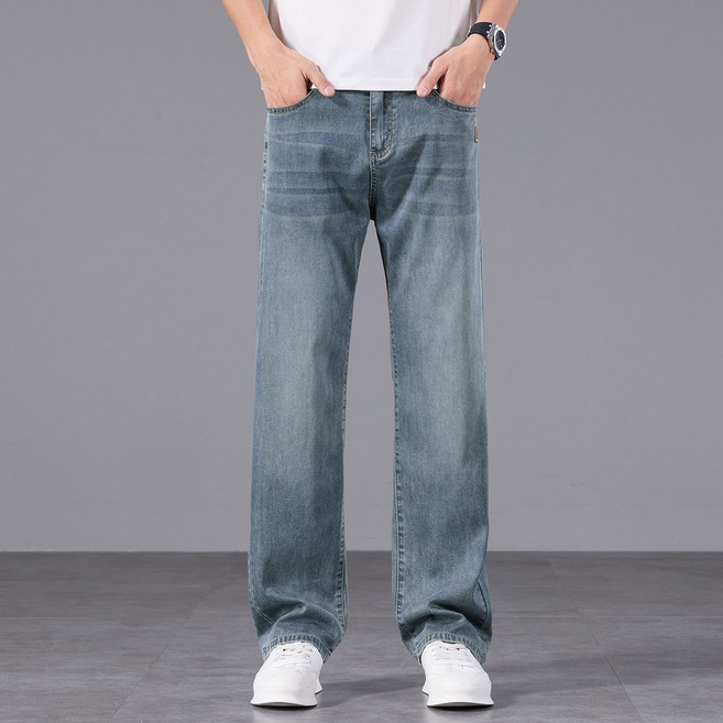 하울맨 남성 빅사이즈 하이웨스트 얇은 텐셀 일자 청바지