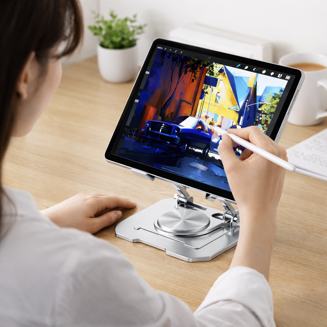 다브온픽 360도 회전 접이식 태블릿 거치대, 1개, 실버, sg16