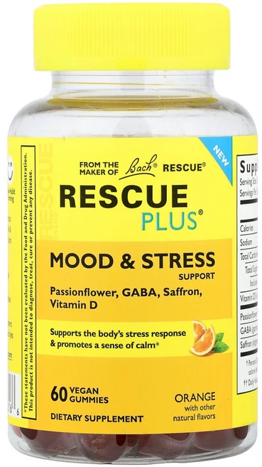 바하(Bach) Rescue Plus 정서 안정 및 스트레스 오렌지 맛 비건 구미젤리 60개, BAC40316, 60정, 1개 - 쿠팡