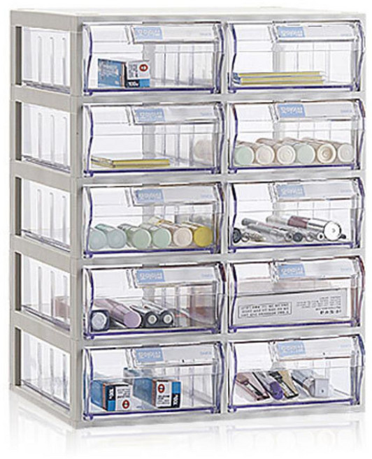 책상위 플라스틱 투명 미니서랍 5단 탁상용 보관함 오거나이저 서랍장 책상용 사무실