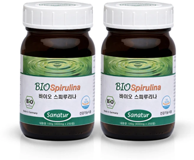 100%원말 독일 바이오 스피루리나 400 mg 2병, 250정, 2개 - 쿠팡