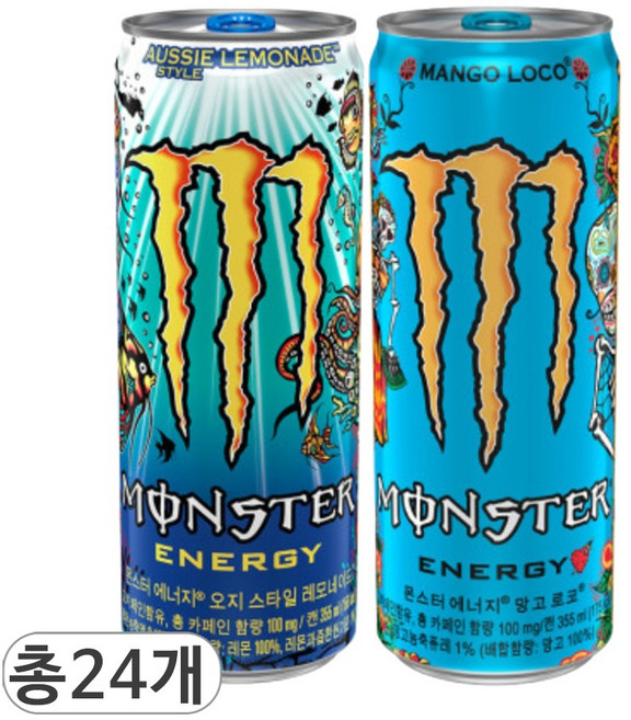 코카콜라 몬스터 에너지 오지 스타일 레모네이드 & 망고로코, 24개입, 355ml