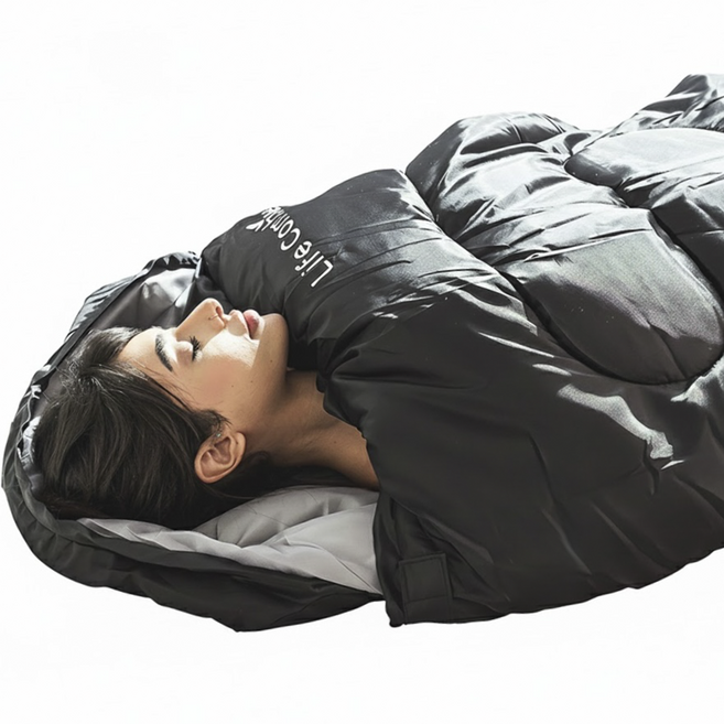라이프컴바인 머미형 침낭 사계절 1인용 2.4kg, 1개, 블랙