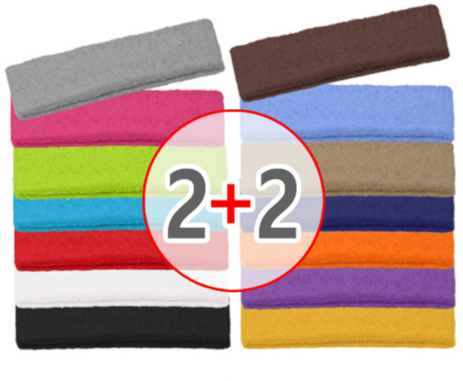 [4개 묶음] (스포츠 헤어밴드 2P+2P) 체육 헬스 운동 요가 밴드 아대, 그레이2P, 핑크2P, 1개